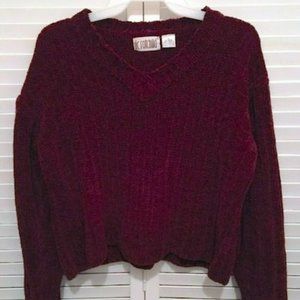 DE ROTCHILD MAROON RED V NECK SWEATER MEDIUM